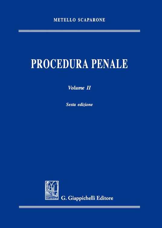Procedura penale. Vol. 2 - Metello Scaparone - copertina