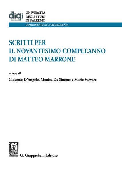 Scritti per il novantesimo compleanno di Matteo Marrone - copertina