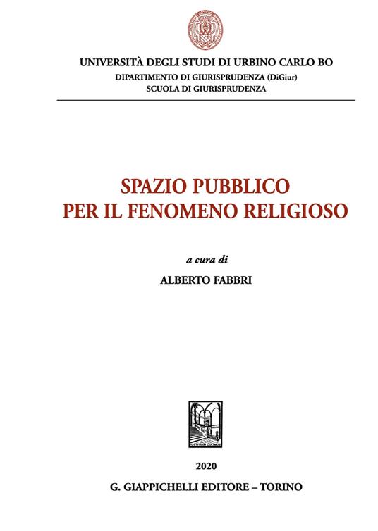 Spazio pubblico per il fenomeno religioso - copertina