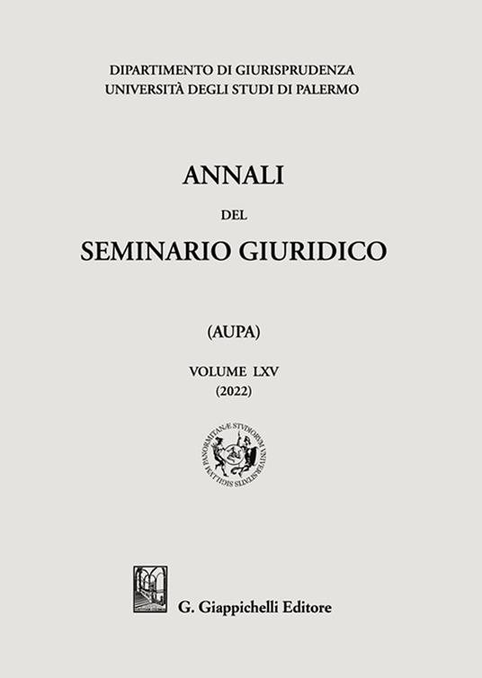 Annali del seminario giuridico dell'università di Palermo. Vol. 65 - copertina
