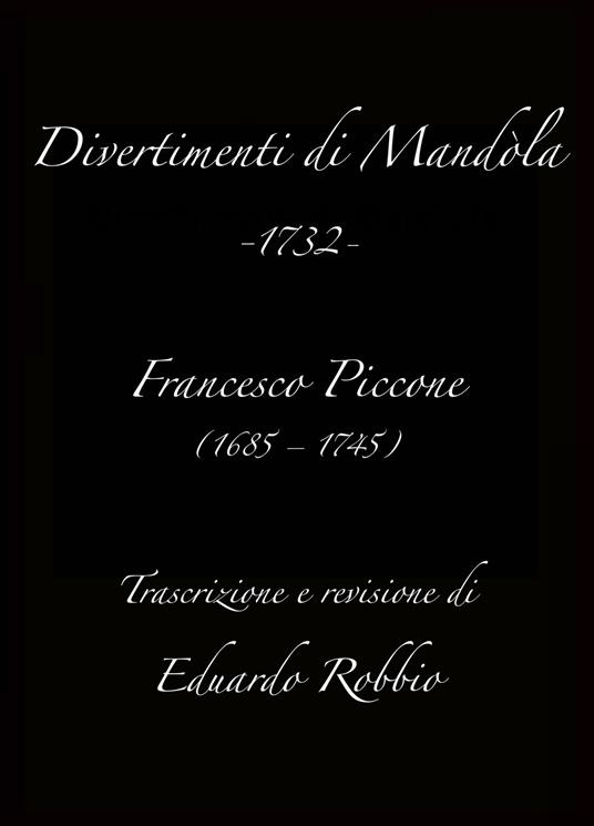 Divertimenti di mandola di Francesco Piccone - Eduardo Robbio - copertina