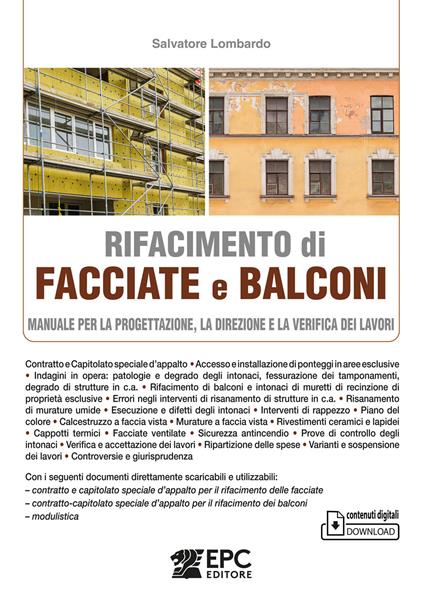 Rifacimento di facciate e balconi. Manuale per la progettazione, la direzione e la verifica dei lavori - Salvatore Lombardo - copertina