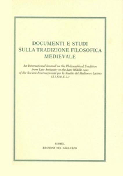 Documenti e studi sulla tradizione filosofica medievale (2020). Vol. 31 - copertina
