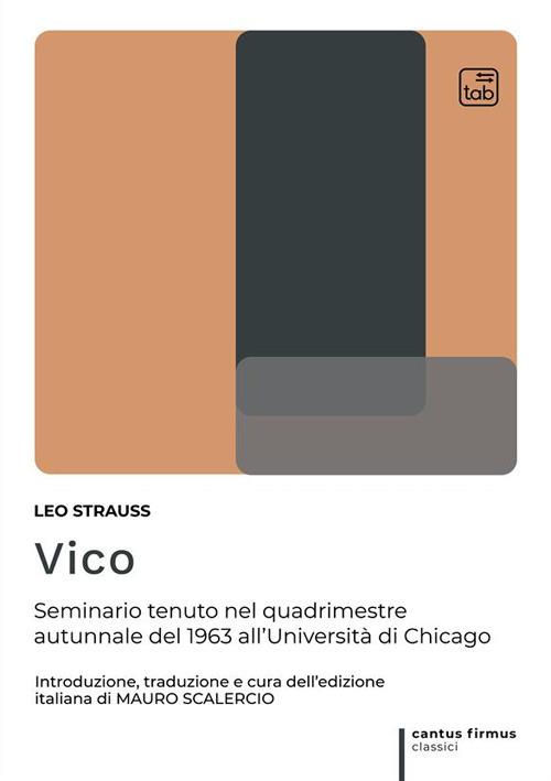 Vico. Seminario tenuto nel quadrimestre autunnale del 1963 all'Università di Chicago - Leo Strauss - copertina