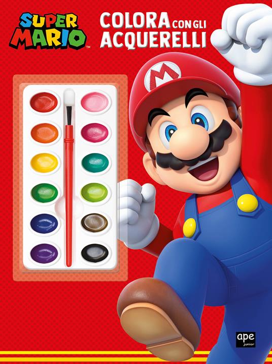 Super Mario. Colora con gli acquerelli. Ediz. illustrata. Con acquerelli. Con pennello - copertina