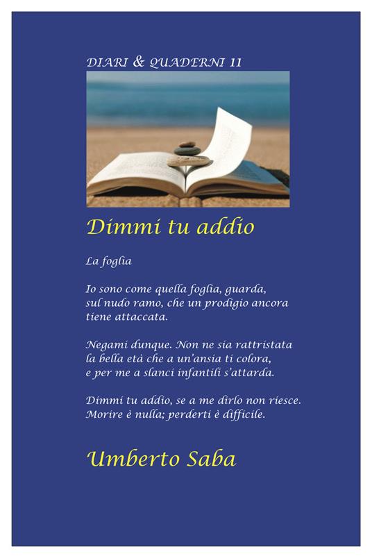 Dimmi tu addio - Umberto Saba - copertina