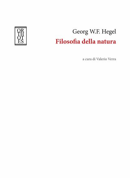 Filosofia della natura - Friedrich Hegel - copertina