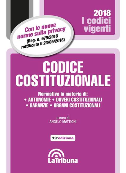 Codice costituzionale - copertina