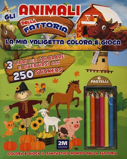 Gli animali della fattoria. La mia valigetta colora e gioca. Con adesivi. Ediz. a colori. Con pastelli - copertina