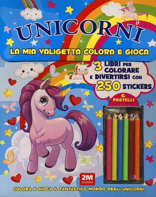 Unicorni. La mia valigetta colora e gioca. Con adesivi. Ediz. a colori. Con 6 pastelli - copertina