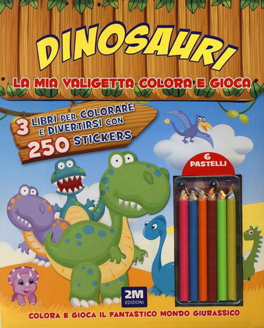 Dinosauri. La mia valigetta colora e gioca. Con adesivi. Ediz. a colori. Con pastelli - copertina
