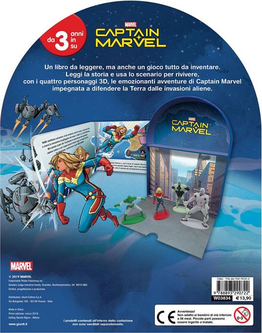 Captain Marvel. Libro gioca kit. Ediz. a colori. Con 4 personaggi 3D. Con scenario per giocare - 6