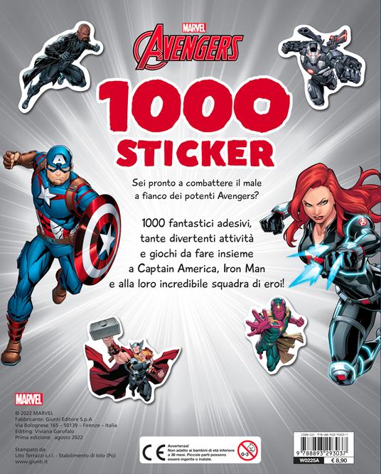 1000 stickers Marvel Avengers. Ediz. a colori - Libro - Marvel Libri 