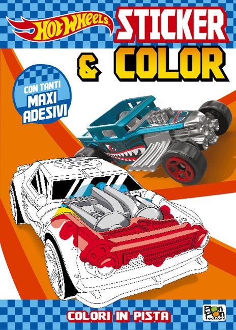 Colori in pista. Hot Wheels. Sticker & color. Ediz. a colori. Con adesivi - copertina
