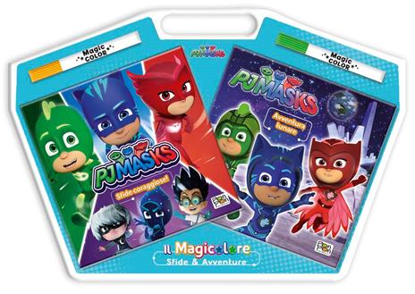 Sfide & avventure. Pj Masks. Magicolore. Ediz. a colori. Con 2 pennarelli - copertina