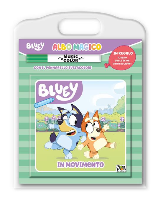 In movimento. Albo magico. Bluey. Ediz. a colori. Con dado delle sfide. Con pennarello magica - Cristina Panzeri - copertina