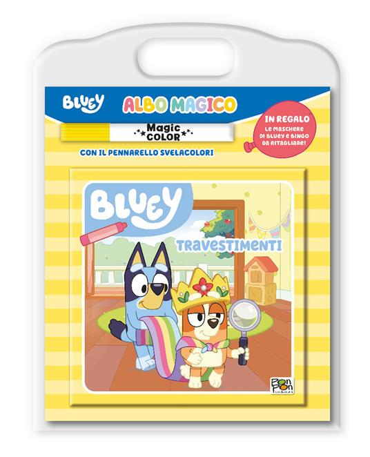 Travestimenti. Albo magico. Bluey. Ediz. a colori. Con 2 maschere da ritagliare. Con pennarello magico - Cristina Panzeri - copertina