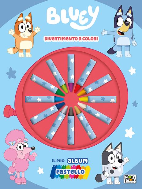 Divertimento a colori! Il mio album pastello. Bluey. Ediz. a colori. Con 12 pastelli a cera - copertina