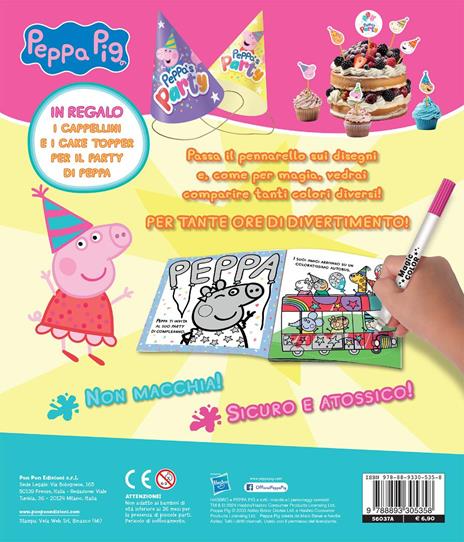 Peppa's party. Peppa Pig. Albo magico. Ediz. a colori. Con pennarello svelacolori, cappellini, cake topper - 2