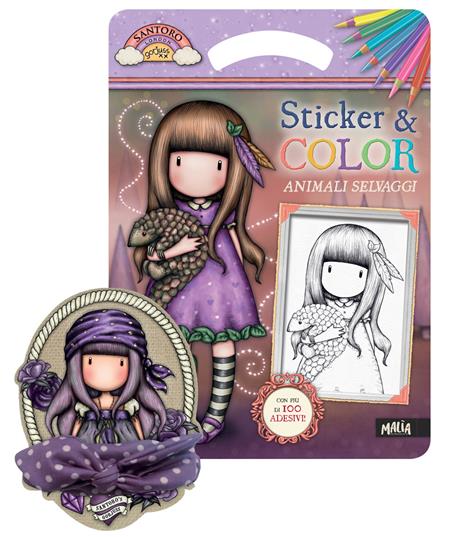 Animali selvaggi. Gorjuss. Sicker & Color. Ediz. a colori. Ediz. a spirale. Con bandana viola - copertina