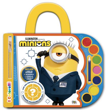 Minions. I colorelli. Valigetta con acquerelli. Ediz. a colori. Ediz. a spirale. Con 7 acquerelli, 1 pennello, 1 pastello a cera bianco e 1 sorpresa - Lucia Marenzi - copertina