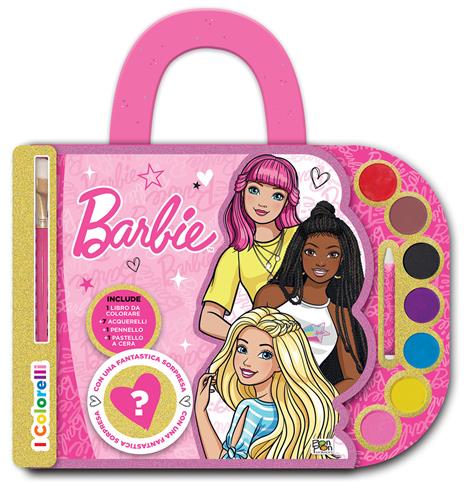 Barbie. Valigetta con acquerelli. I colorelli. Ediz. a colori. Ediz. a spirale. Con acquerelli, pennello, pastello a cera - Lisa Capiotto - copertina