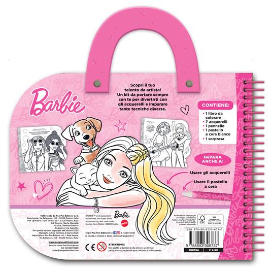 Barbie. Valigetta con acquerelli. I colorelli. Ediz. a colori. Ediz. a spirale. Con acquerelli, pennello, pastello a cera - Lisa Capiotto - 2