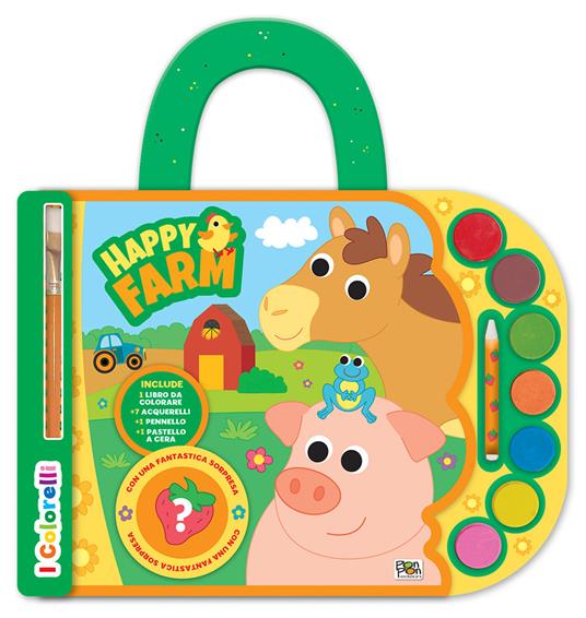 Happy farm. Valigetta con acquerelli. I colorelli. Ediz. a colori. Ediz. a spirale. Con acquerelli - Lisa Capiotto - copertina