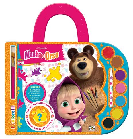 Masha e Orso. Valigetta con acquerelli. I colorelli. Ediz. a colori. Ediz. a spirale. Con acquerelli - Lisa Capiotto - copertina