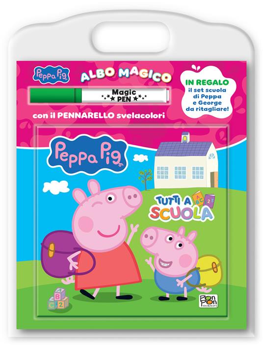 Tutti a scuola! Albo magico. Peppa pig. Ediz. a colori. Con pennarello svelacolori - Lucia Marenzi - copertina