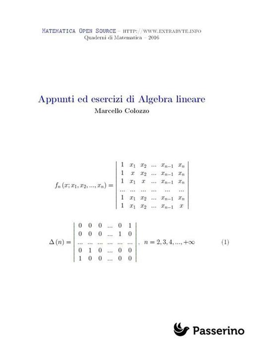 Appunti ed esercizi di algebra lineare - Marcello Colozzo - ebook