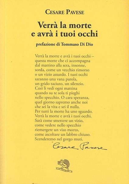 Verrà la morte e avrà i tuoi occhi - Cesare Pavese - copertina