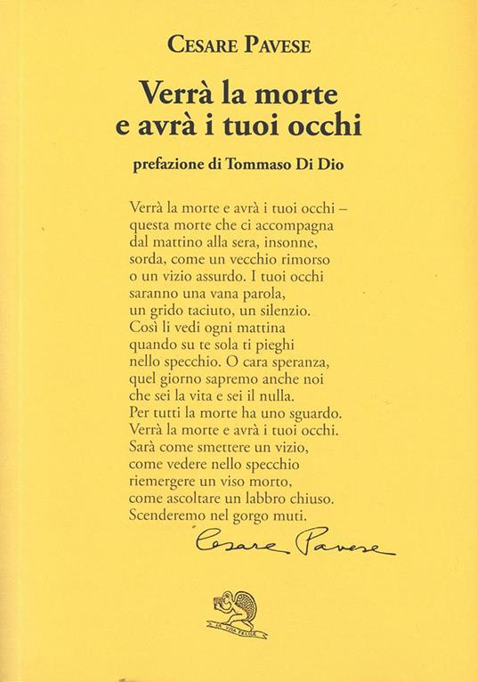 Verrà la morte e avrà i tuoi occhi - Cesare Pavese - copertina