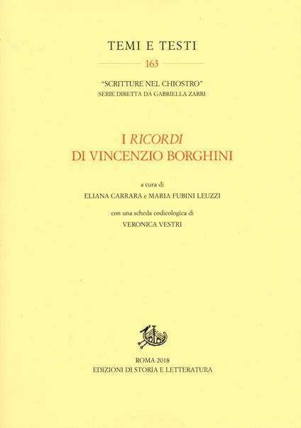 I «Ricordi» di Vincenzio Borghini - copertina