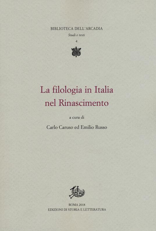 La filologia in Italia nel Rinascimento - copertina