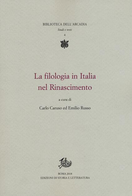 La filologia in Italia nel Rinascimento - copertina