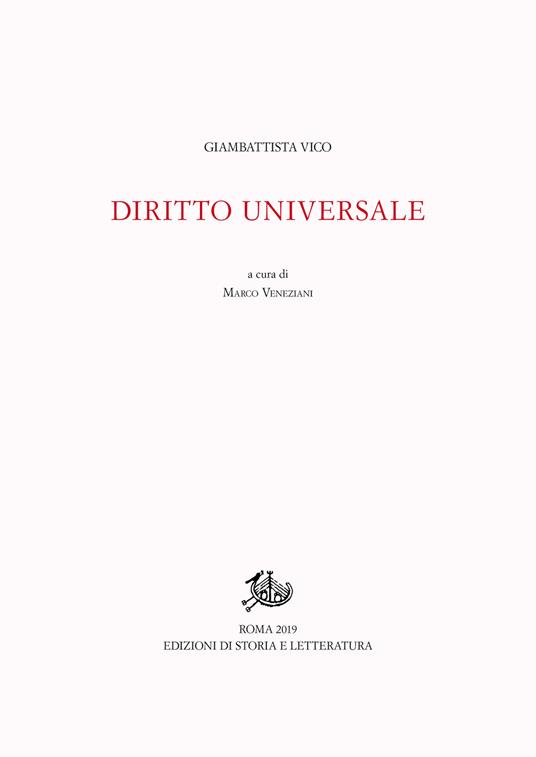 Diritto universale. Ediz. latina e italiana - Giambattista Vico - copertina