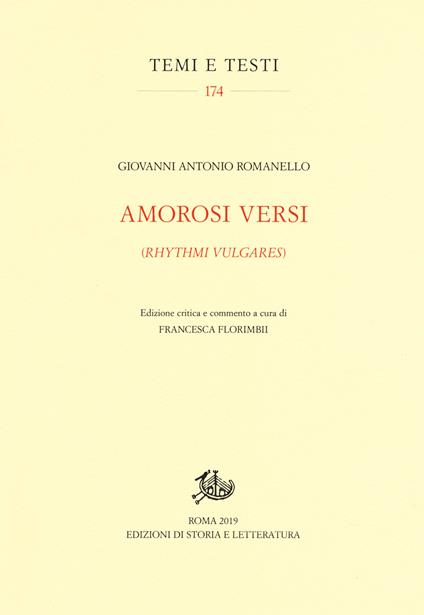 Amorosi versi (Rhythmi vulgares) - Giovanni Antonio Romanello - copertina