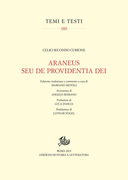 Araneus seu de providentia dei - Celio Secondo Curione - copertina