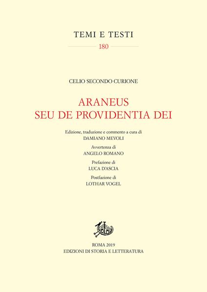 Araneus seu de providentia dei - Celio Secondo Curione - copertina