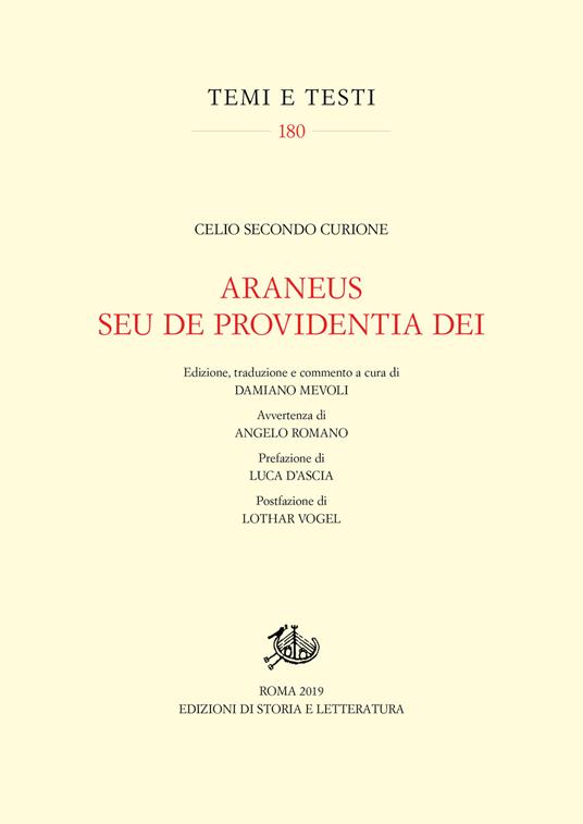Araneus seu de providentia dei - Celio Secondo Curione - copertina