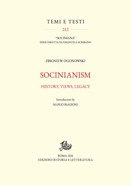 Socinianism. History, views, legacy - Zbigniew Ogonowski - copertina