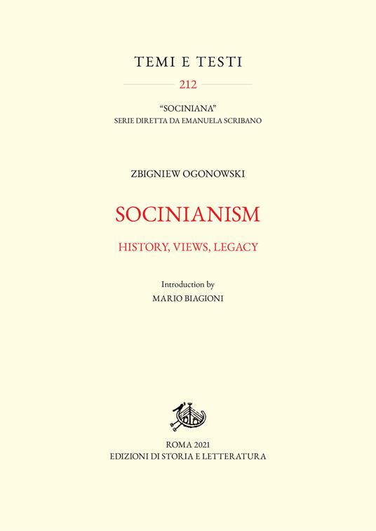 Socinianism. History, views, legacy - Zbigniew Ogonowski - copertina