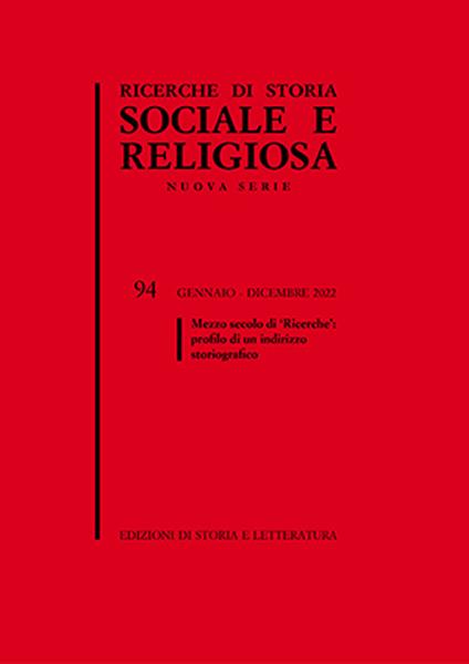 Ricerche di storia sociale e religiosa. Vol. 94: Mezzo secolo di «Ricerche»: profilo di un indirizzo storiografico - copertina