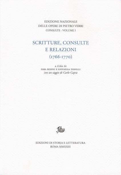 Scritture, consulte e relazioni (1766-1770) - Pietro Verri - copertina
