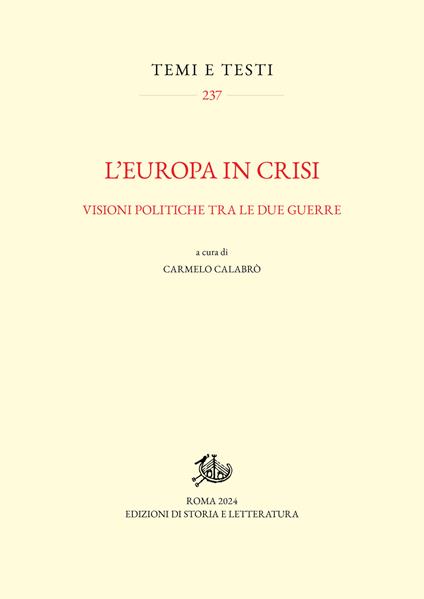 L'Europa in crisi. Visioni politiche tra le due guerre - copertina