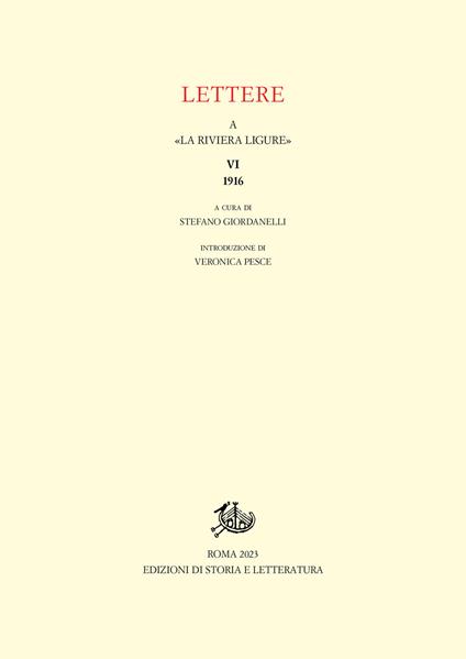 Lettere a «La Riviera Ligure». Vol. 6 - Stefano Giordanelli - copertina