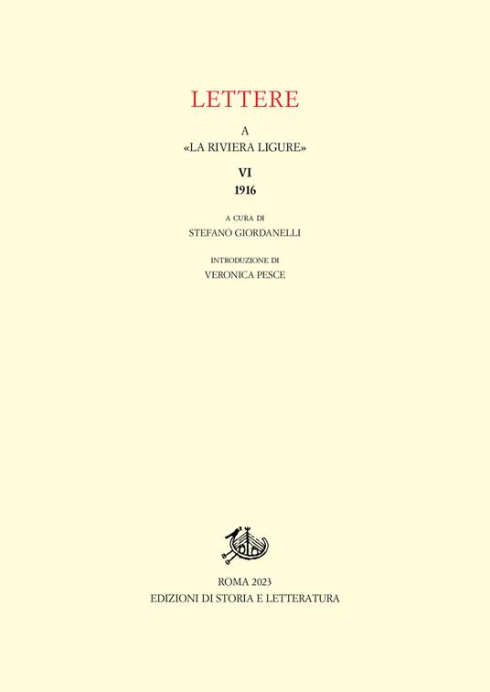 Lettere a «La Riviera Ligure». Vol. 6 - Stefano Giordanelli - copertina