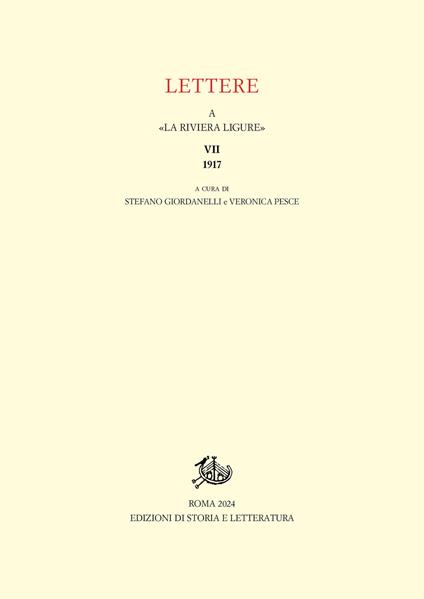 Lettere a «La Riviera Ligure». Vol. 7: 1917 - copertina