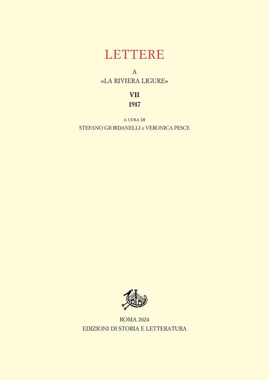 Lettere a «La Riviera Ligure». Vol. 7: 1917 - copertina